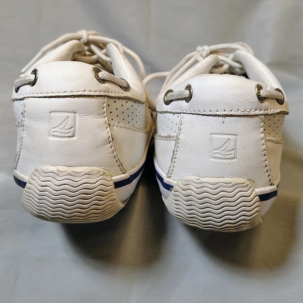 Sperry Top-Sider Womens White Leather Nautical Boat Shoe Sneakers Size 7M